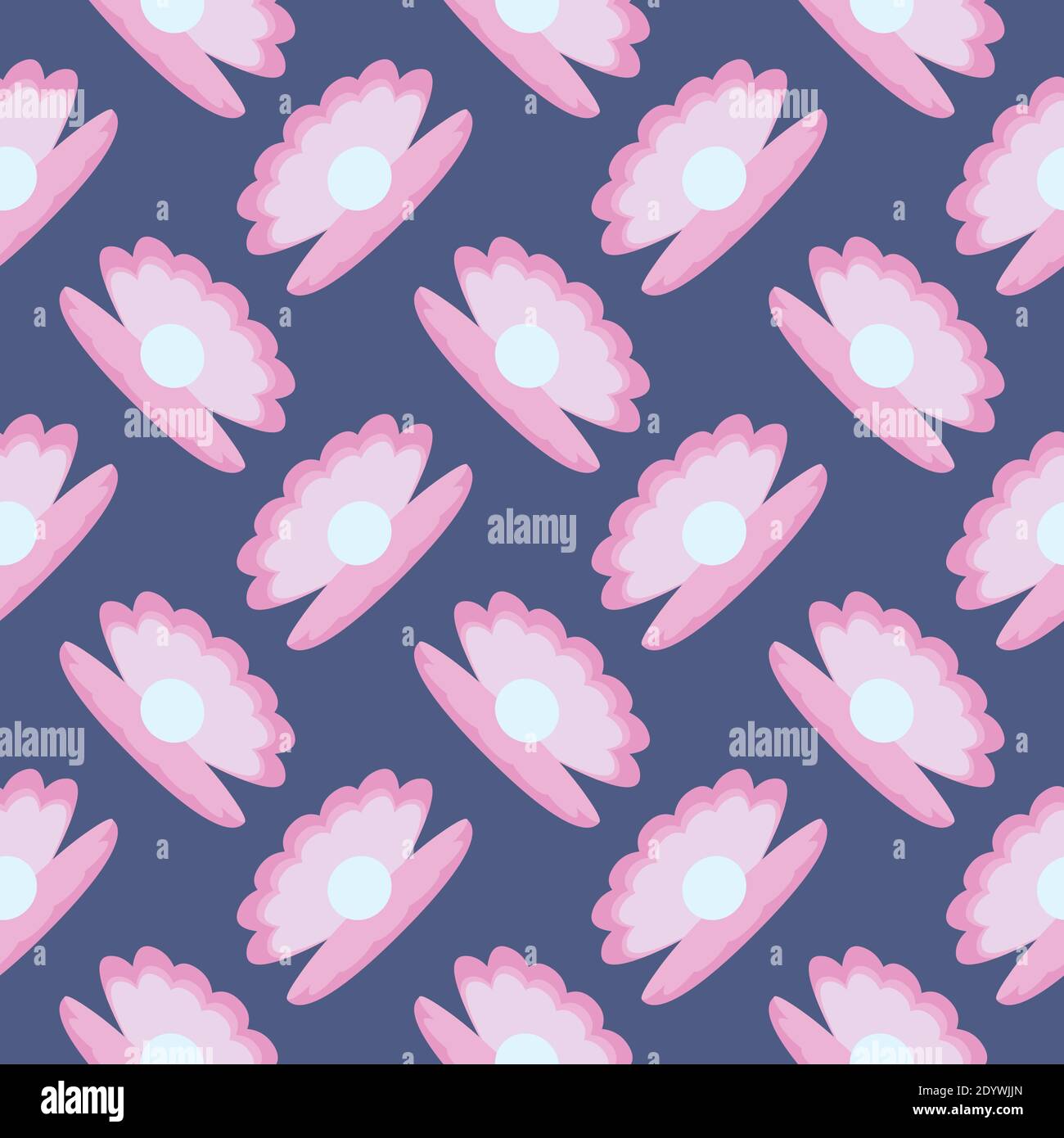 Perle blanche, motif sans couture sur fond violet. Illustration de Vecteur