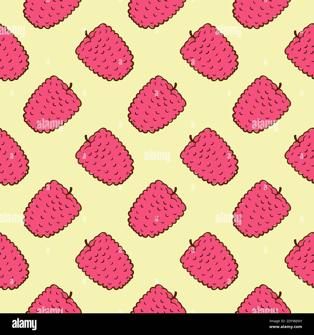 Mûrier rose, motif sans couture sur fond jaune. Illustration de Vecteur