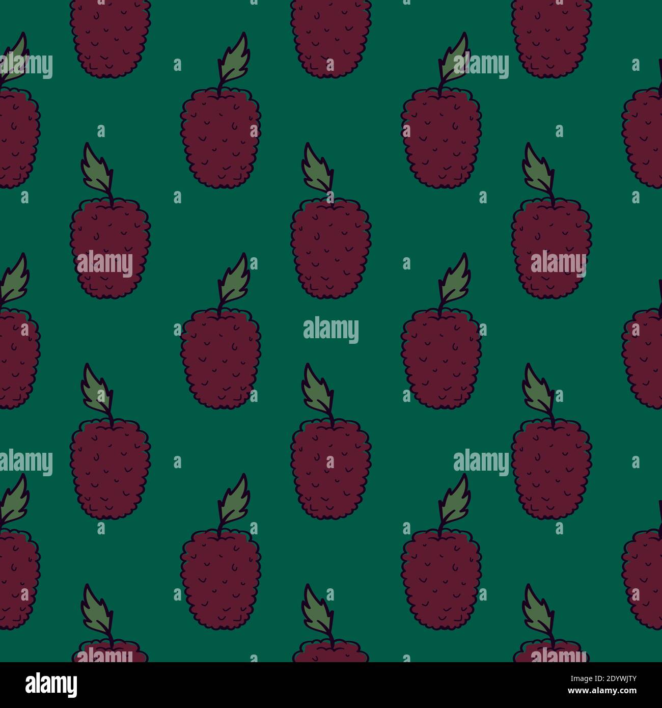 Mûrier frais, motif sans couture sur fond vert. Illustration de Vecteur