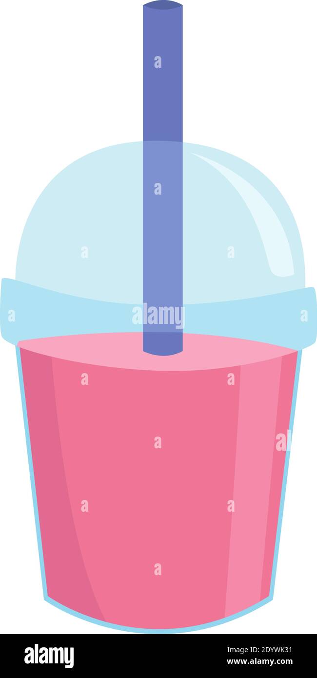 Jus rose dans une tasse en plastique, illustration, vecteur sur fond blanc. Illustration de Vecteur