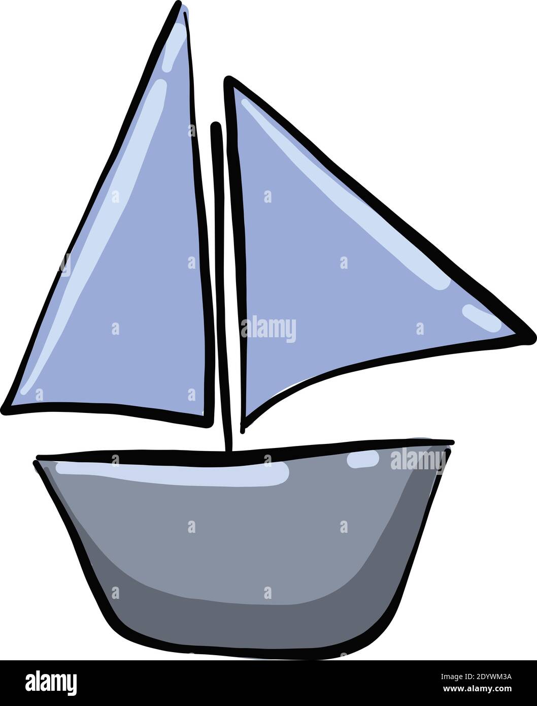 Petit bateau bleu jouet, illustration, vecteur sur fond blanc. Illustration de Vecteur