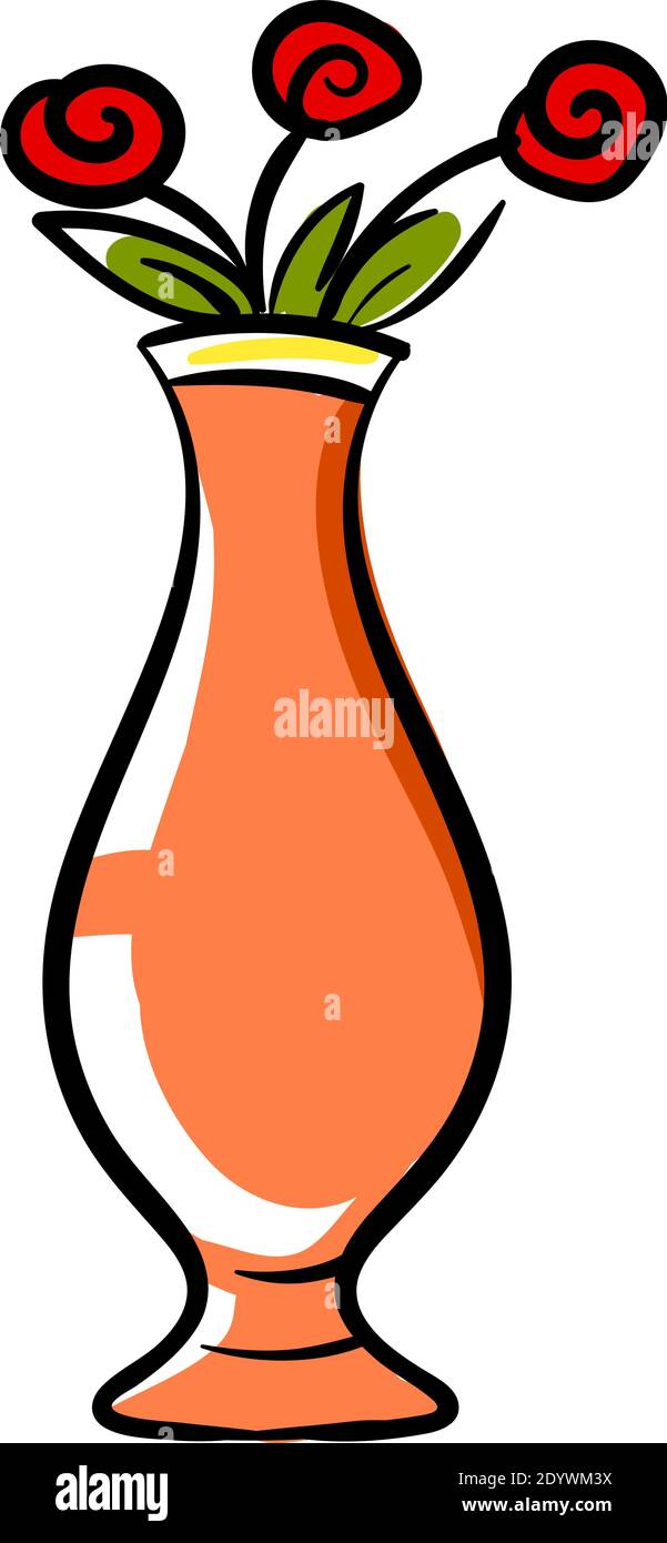 Roses rouges dans un vase, illustration, vecteur sur fond blanc. Illustration de Vecteur