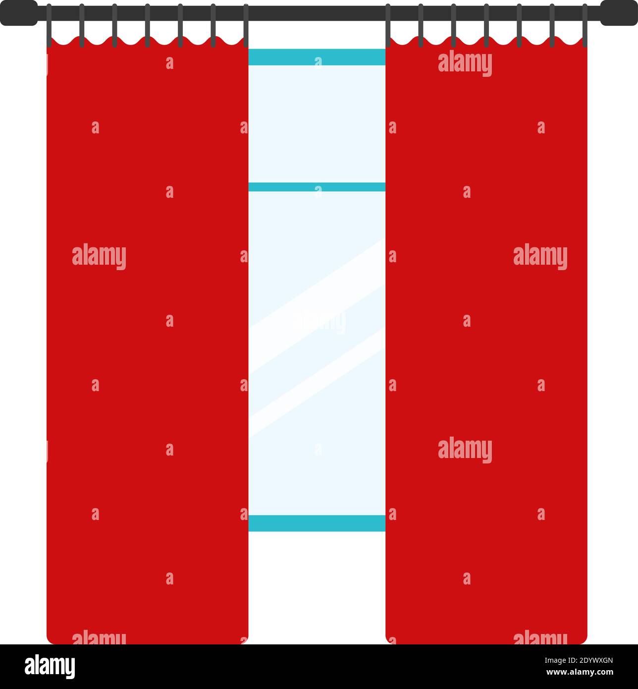 Fenêtre avec rideaux rouges, illustration, vecteur sur fond blanc. Illustration de Vecteur