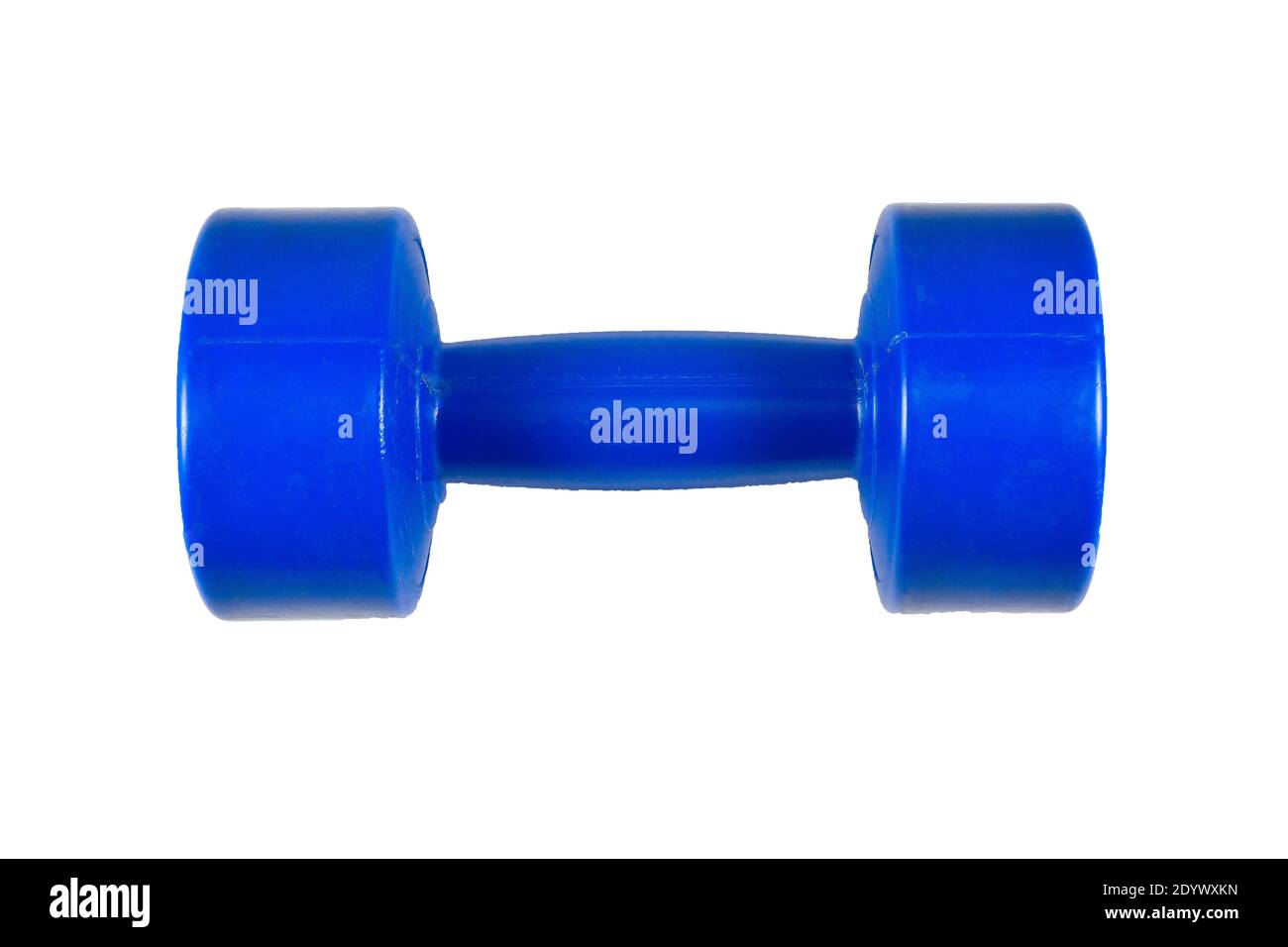 ็Hand tenant Dumbbell pour l'exercice sur fond blanc, Blue Dumbbell Banque D'Images