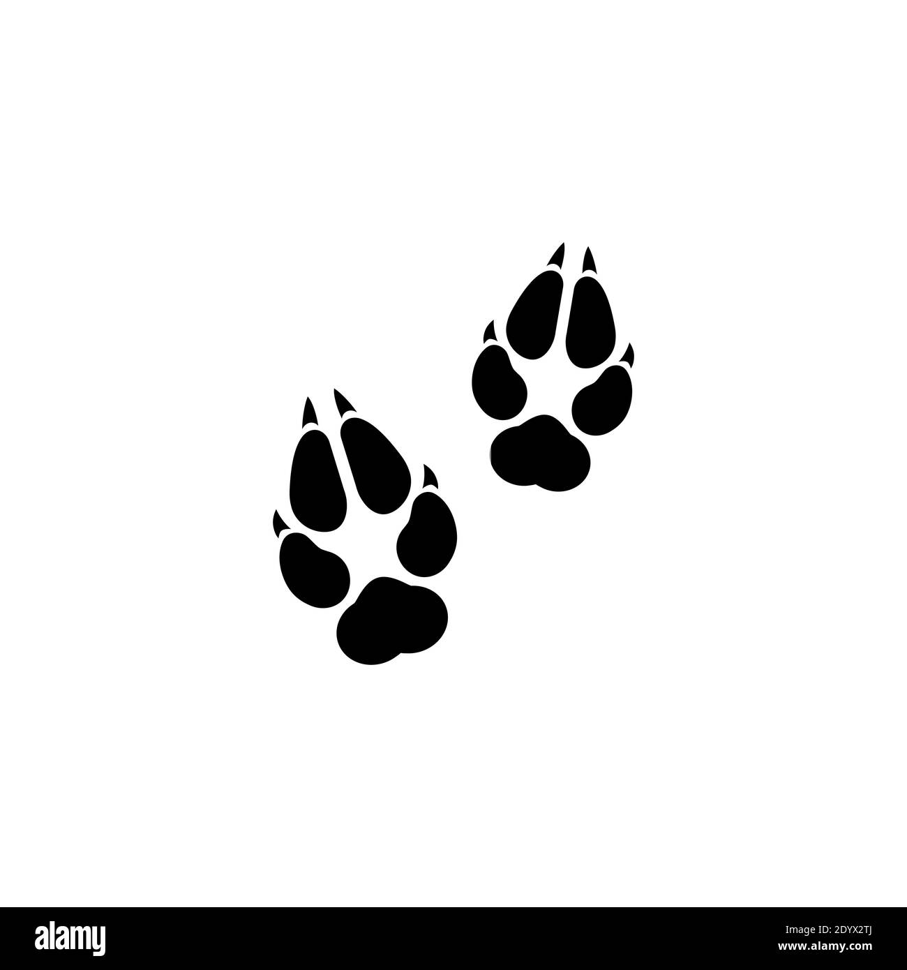 silhouette de trace de loup noir. Illustration vectorielle plate. Empreinte de patte sauvage de bête, pas de pied isolé sur blanc Illustration de Vecteur