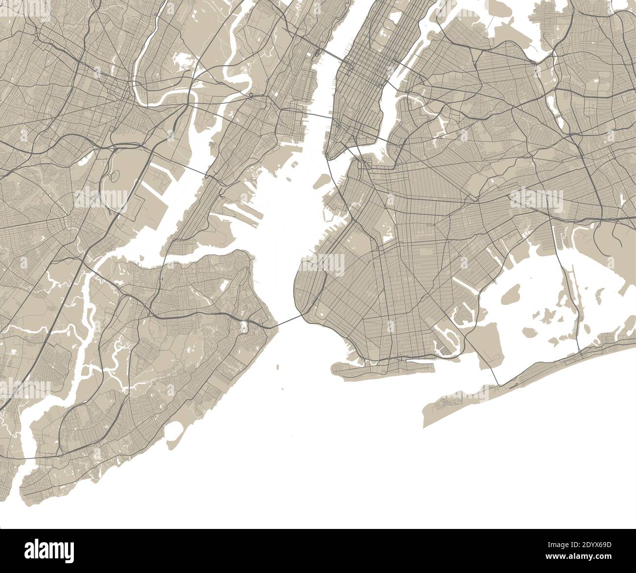Carte vectorielle de New York, Etats-Unis, Etats-Unis. Illustration d'une affiche de plan de rue. Art. Carte New York Illustration de Vecteur