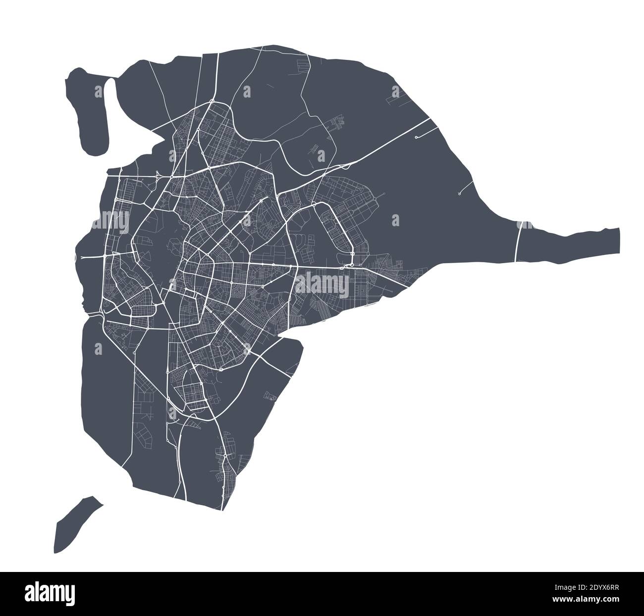 Carte de Séville. Carte vectorielle détaillée de la zone administrative de Séville. Affiche sombre avec rues sur fond blanc. Illustration de Vecteur