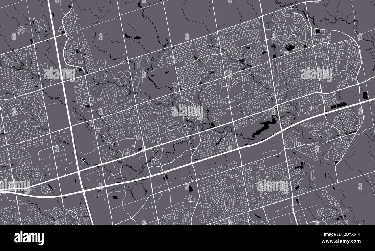 Carte détaillée de la zone administrative de Markham. Illustration vectorielle libre de droits. Panorama urbain. Carte touristique graphique décorative de Markham terr Illustration de Vecteur