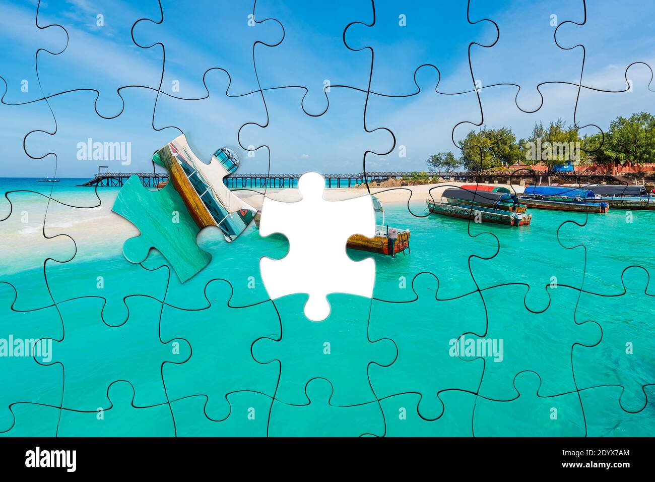 Puzzle rectangulaire avec belle illustration marine Banque D'Images