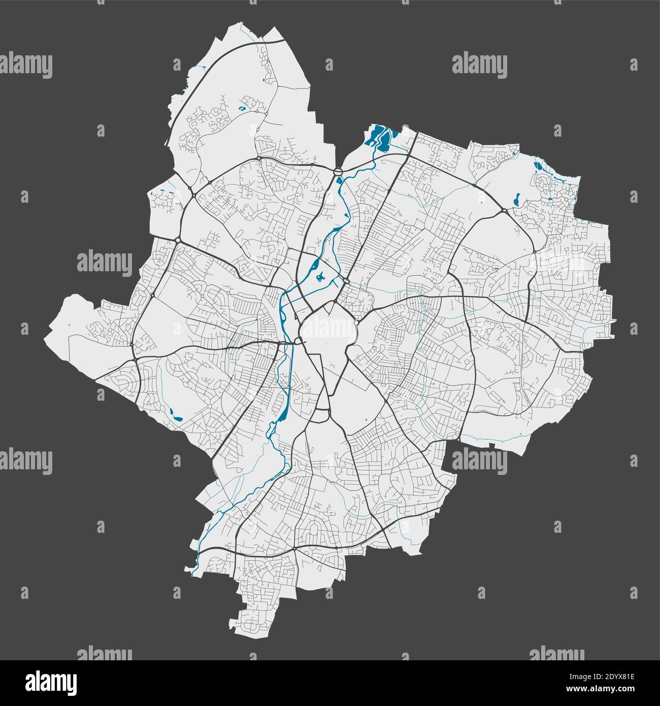 Carte de Leicester. Carte détaillée du quartier administratif de ...
