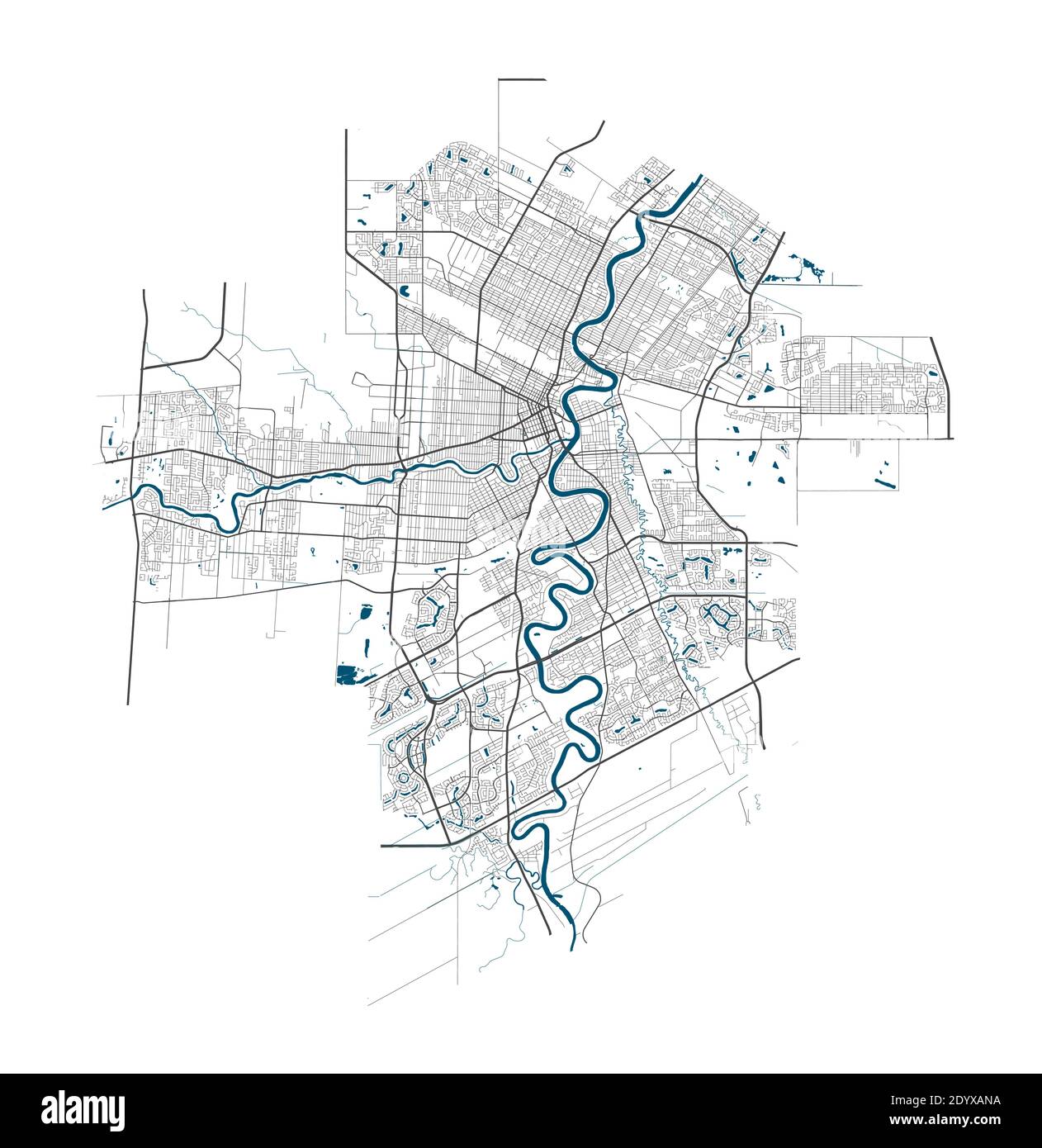 Carte de Winnipeg. Carte détaillée de la zone administrative de Winnipeg. Panorama urbain. Illustration vectorielle libre de droits. Carte de contour linéaire avec autoroute Illustration de Vecteur