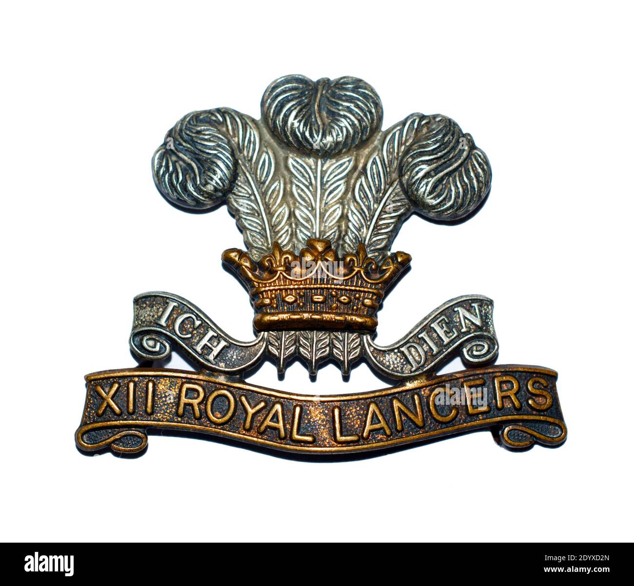 Un insigne de chapeau de la 12e (Prince de Galles) Royal Lanciers c. 1898-1903. Banque D'Images