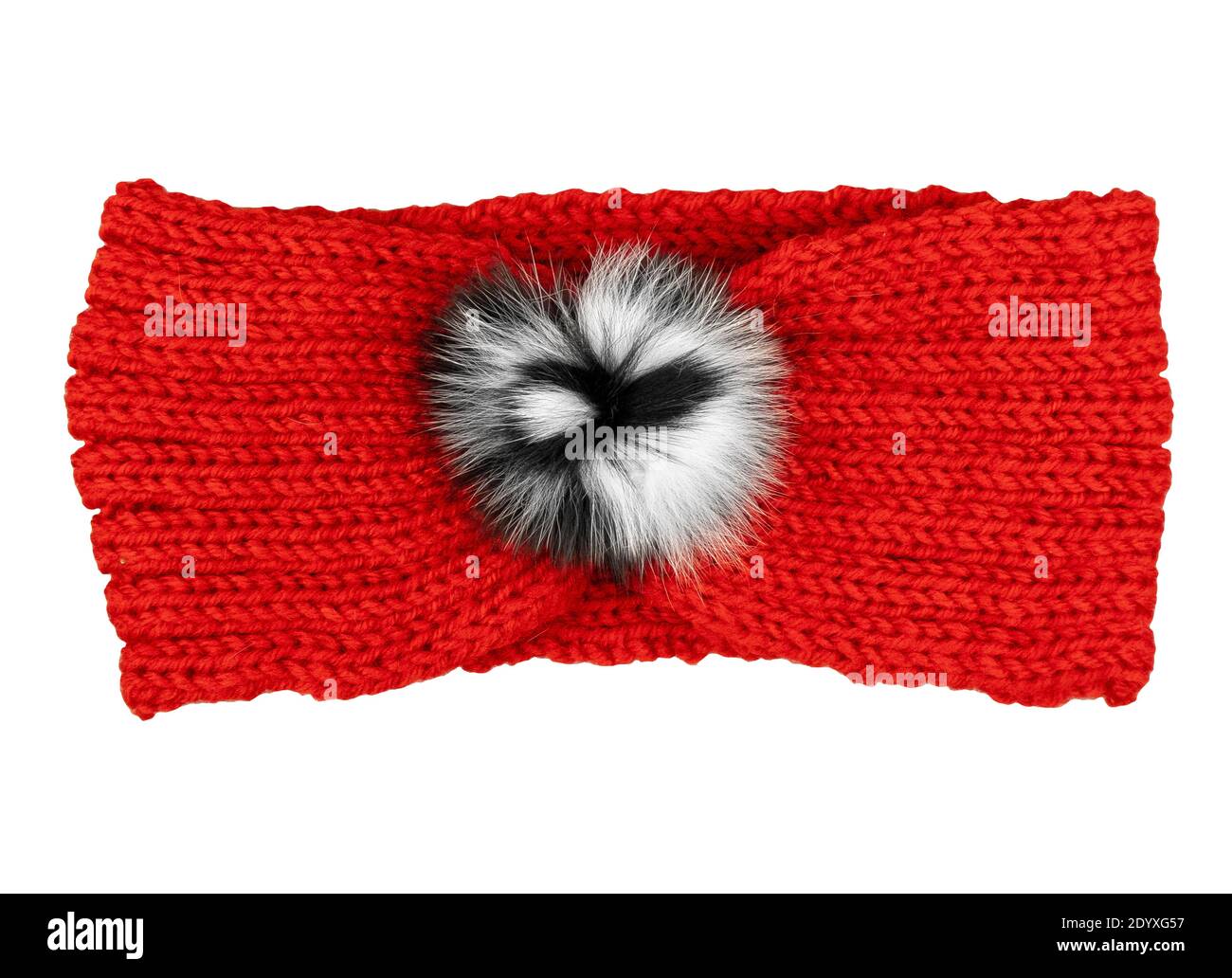 Bandeau en laine rouge, article de mode d'hiver isolé sur fond blanc,  passe-cheveux inclus Photo Stock - Alamy