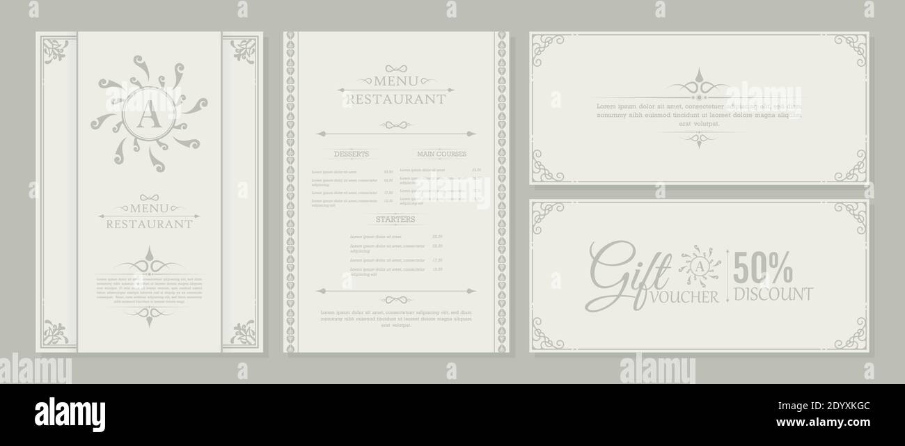 Disposition des menus avec éléments ornementaux. Illustration de Vecteur