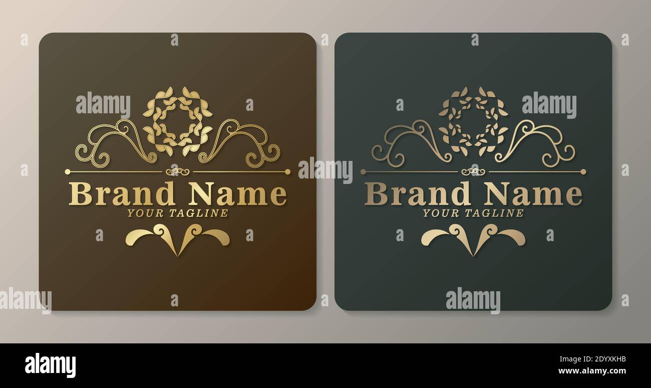 Modèle de logo fleurit calligraphie élégantes lignes ornement. Illustration de Vecteur