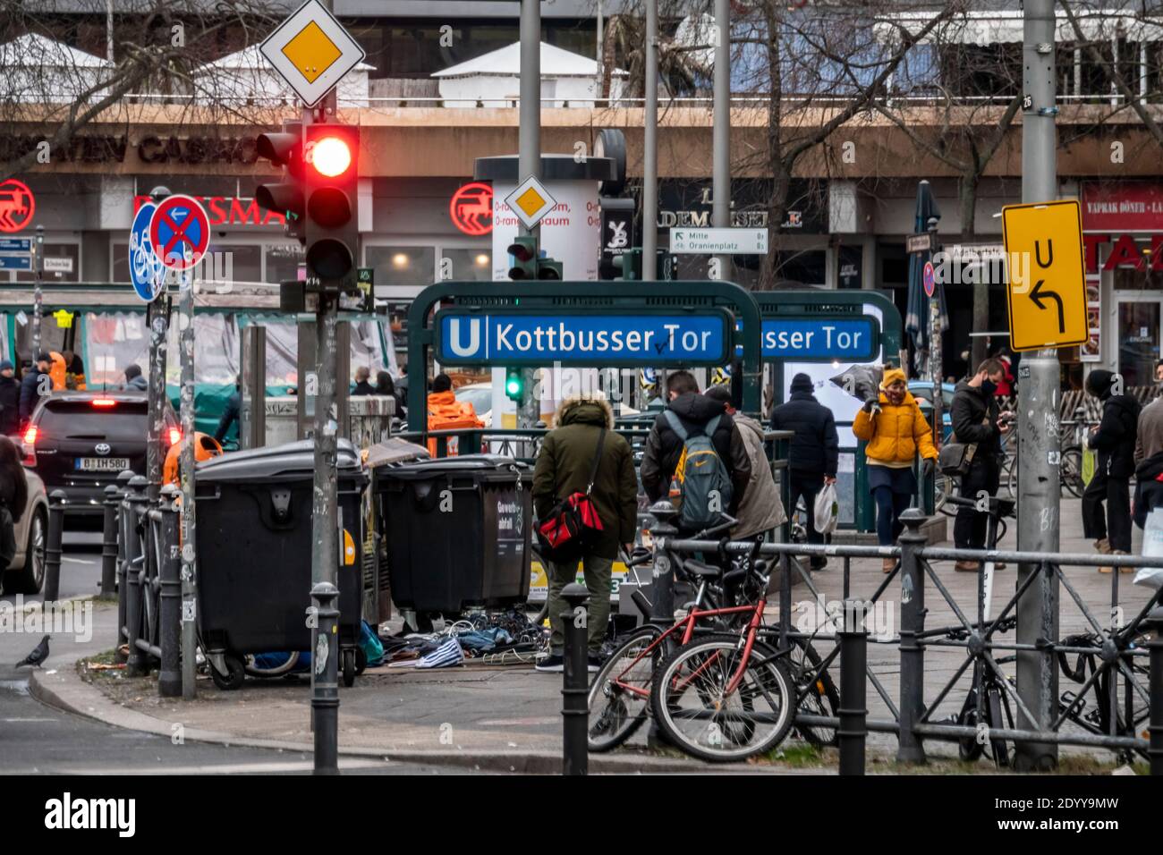 U-Bahn Schild Kottbusser Tor, Kreuzberg, Berlin , Banque D'Images