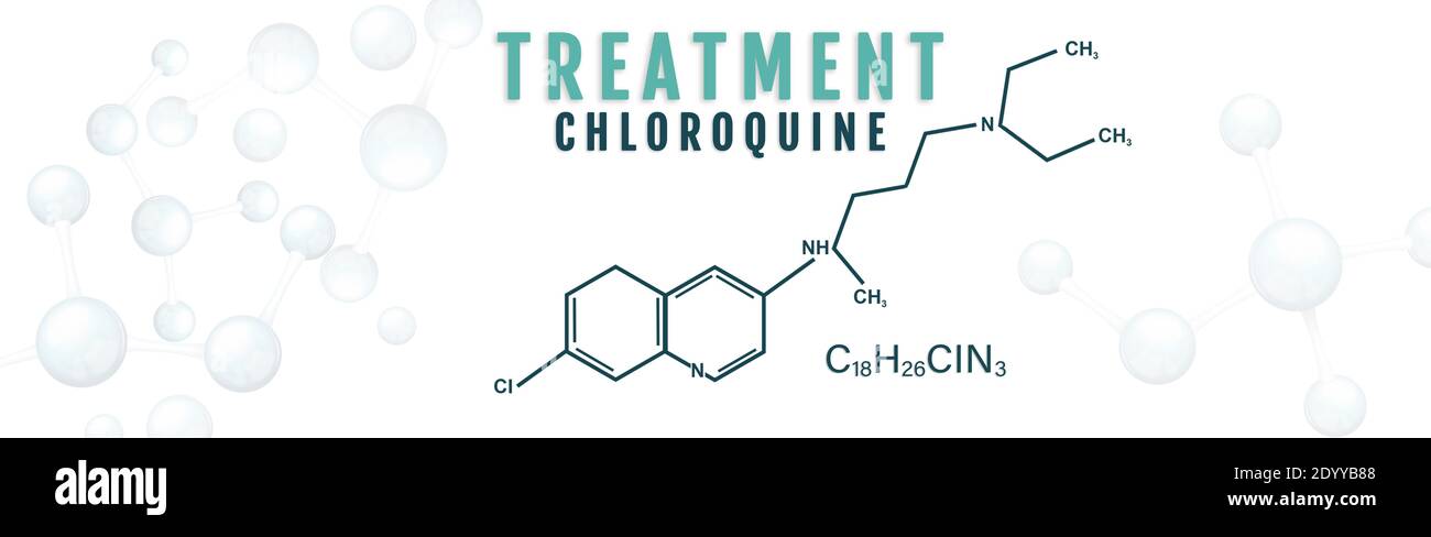 Coronavirus Covid-19 traitement par phosphate de chloroquine ou illustration du concept de vaccin bannière Banque D'Images