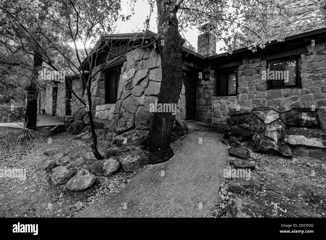 Centre d'accueil pour le monument national Chiricahua, la section originale construite par le Civilican conservation corps en collaboration avec les États-Unis Forest se Banque D'Images
