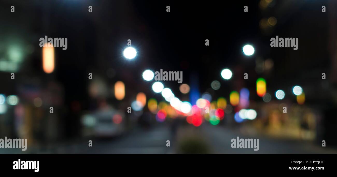 Bokeh ville lumières fond de nuit Banque D'Images