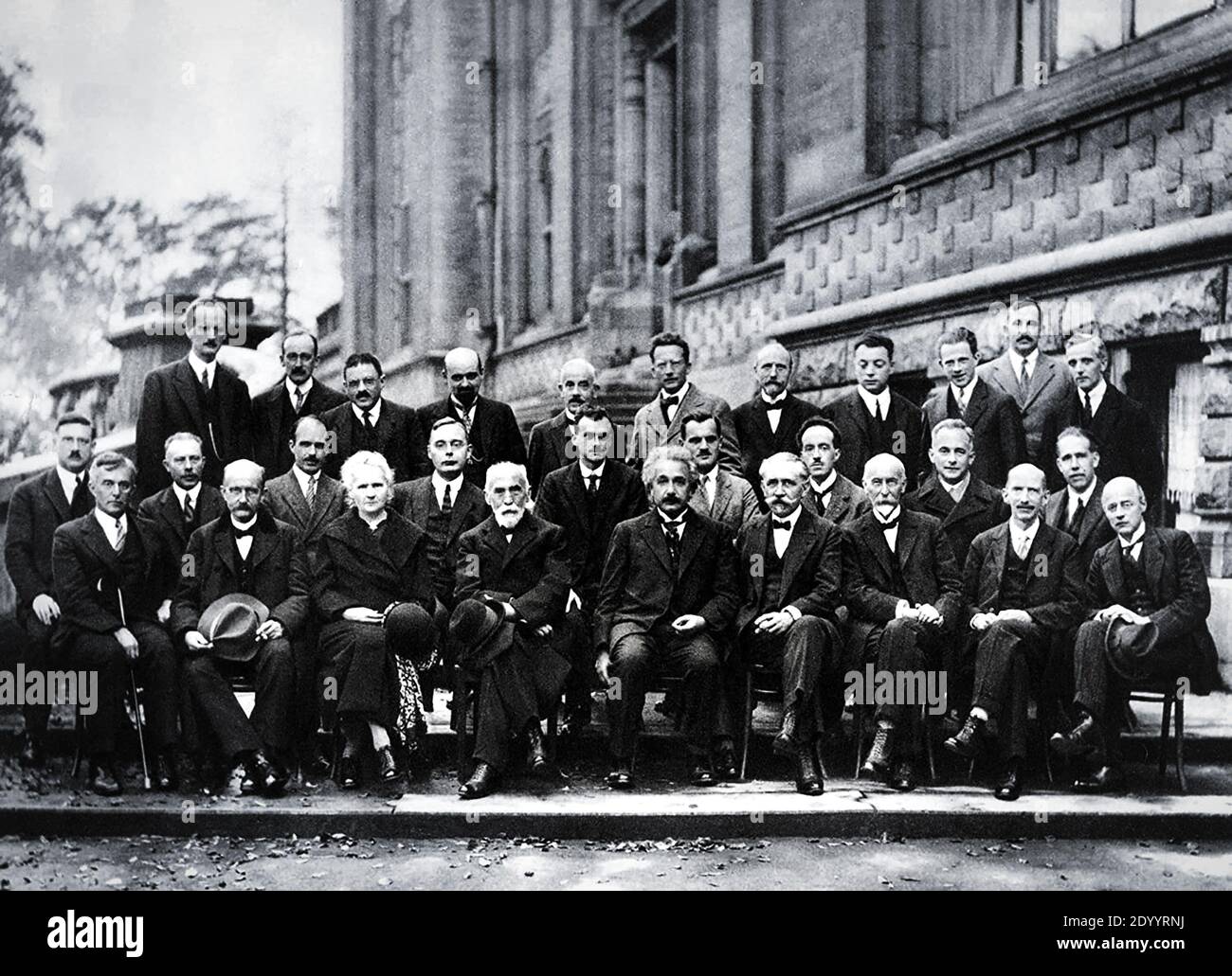 Conférence Solvay 1927 avec Einstein Curie Banque D'Images