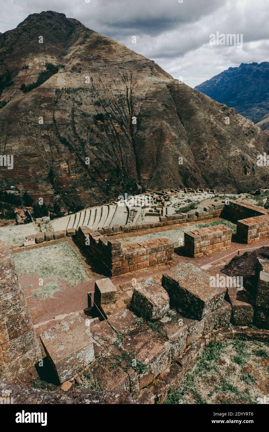 Ruines d'Inca à Pisac, Pérou, Amérique du Sud Banque D'Images
