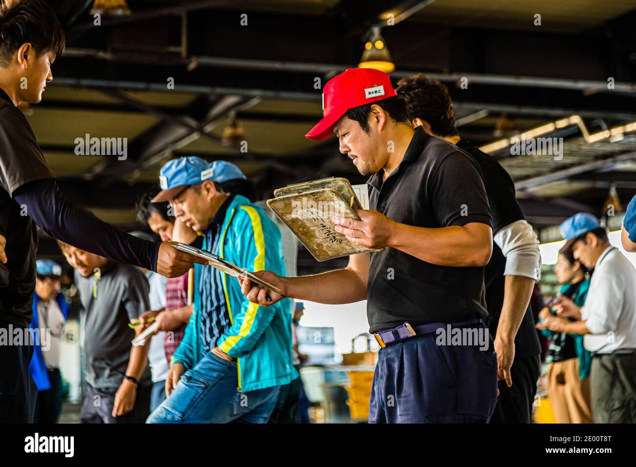 Vente aux enchères du poisson dans Yaidu, Japon Banque D'Images