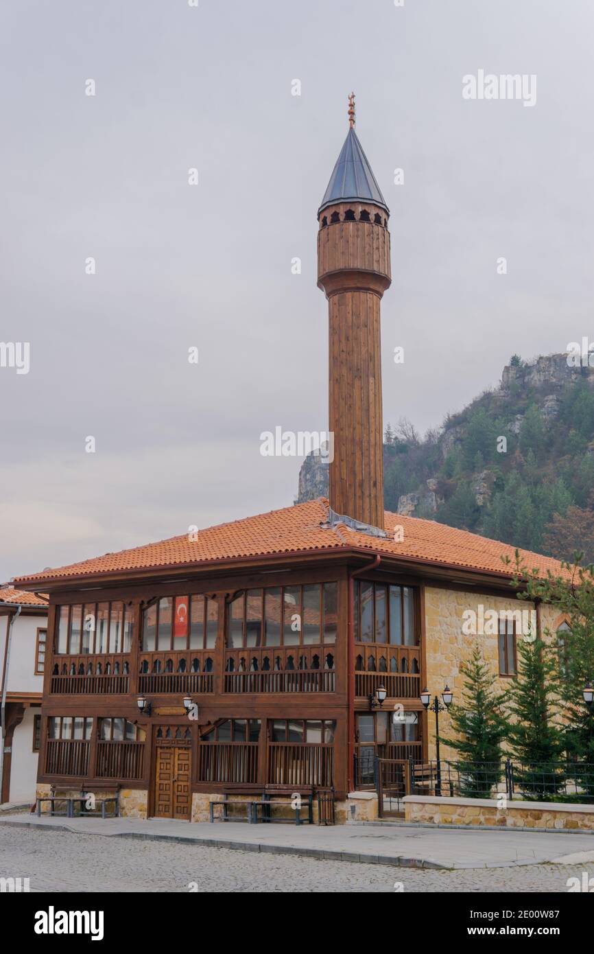 architecture de pouf mosquée en bois . Architecture turque. Mosquée Musa Fakih à Kastamonu Turquie Banque D'Images