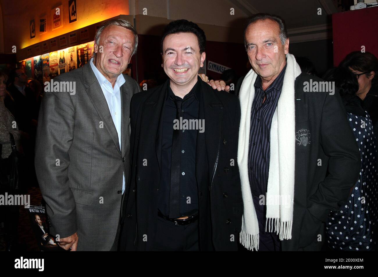 Olivier Lejeune, Gerald Dahan et Yves Lecoq participant au dernier spectacle « le mentaliste » (« général ») au Théâtre Trevise, à Paris, France, le 06 novembre 2013. Photo d'Aurore Marechal/ABACAPRESS.COM Banque D'Images