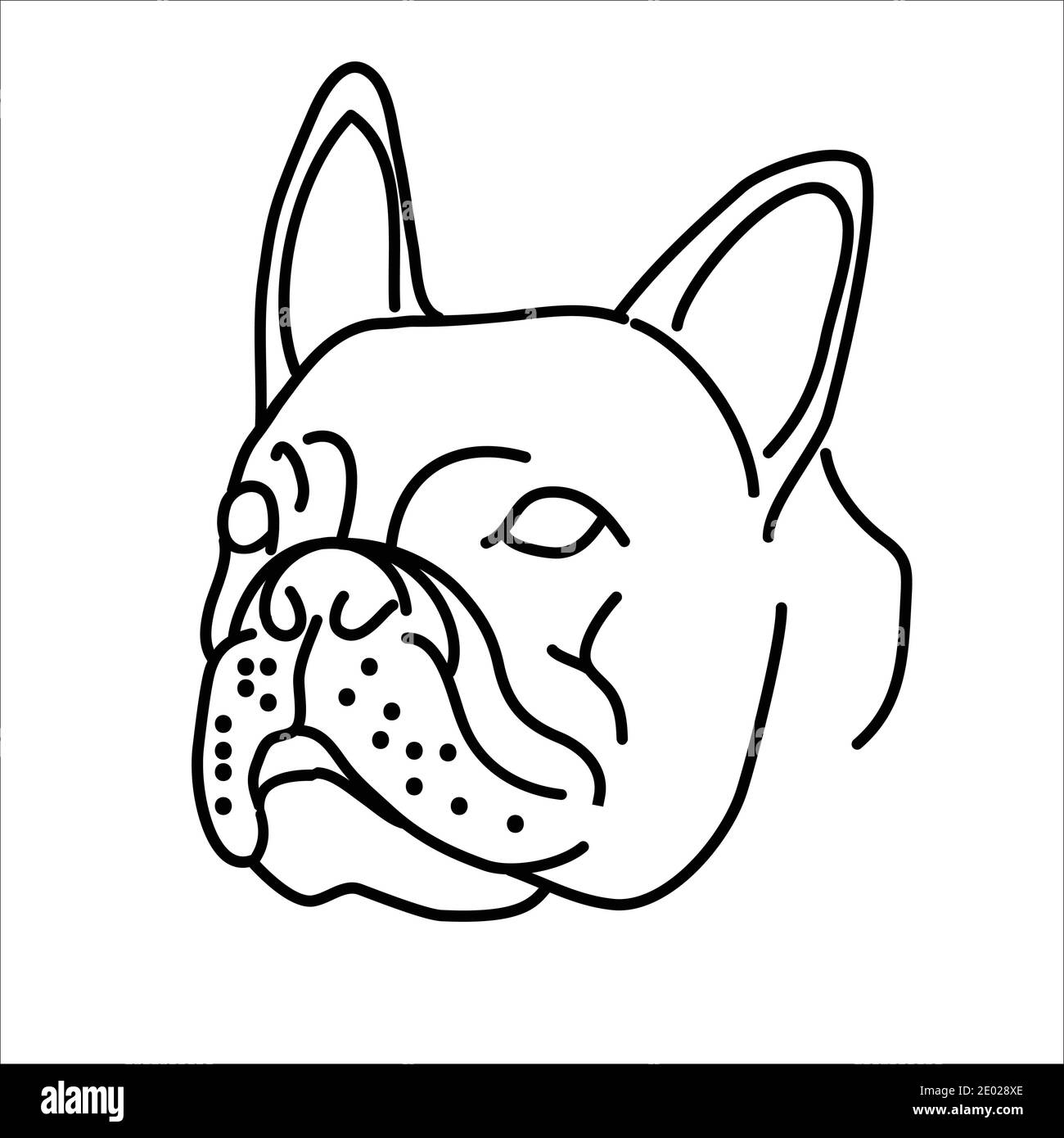 Motif animal Bulldog. Vecteur, clip art, illustration, dessin d'icône de ligne. Illustration de Vecteur