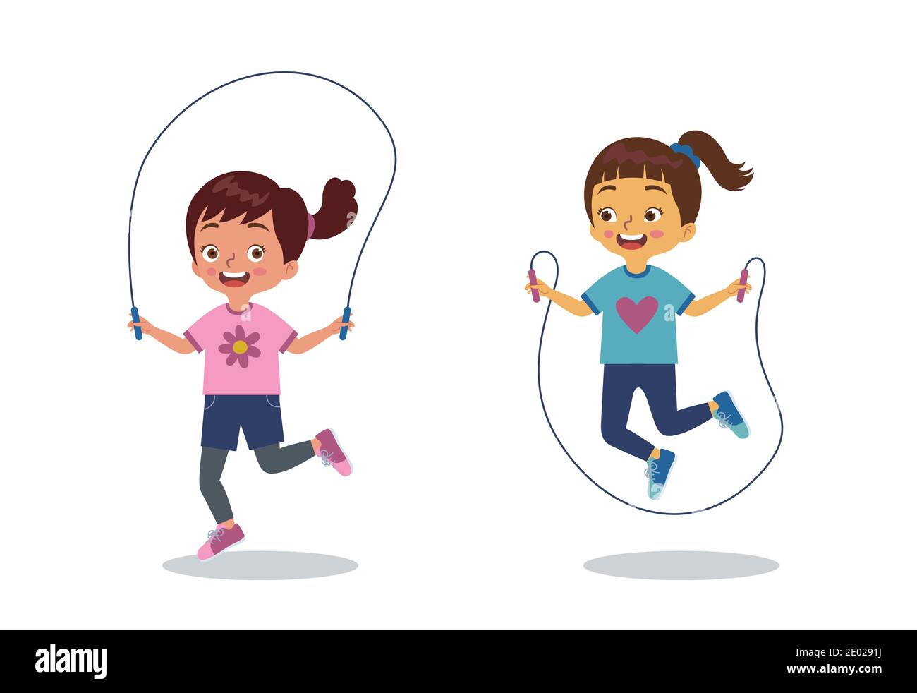 deux petites filles jouent la corde de saut ensemble heureusement
