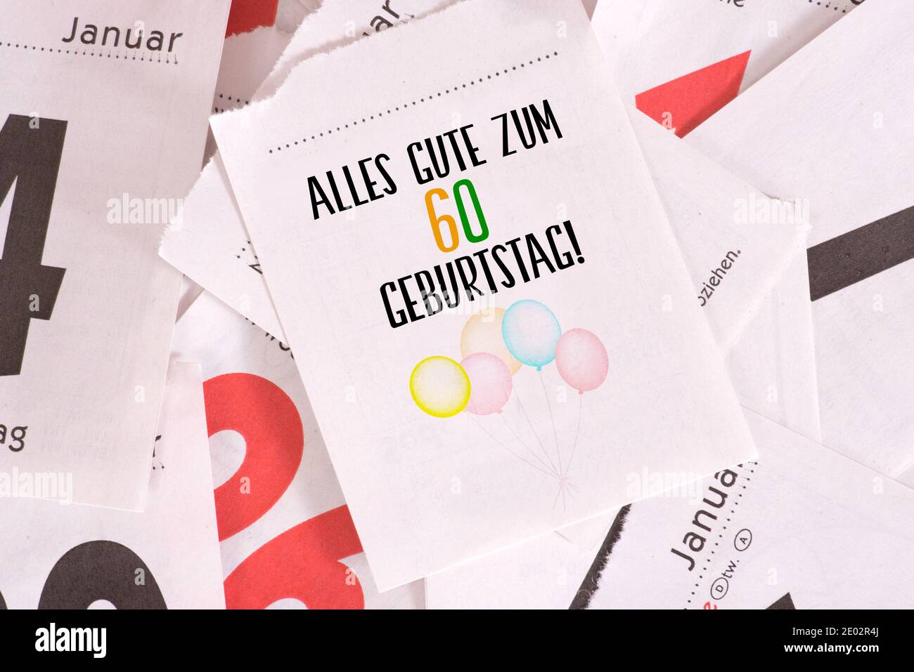 Calendrier et joyeux 60ème anniversaire Banque D'Images