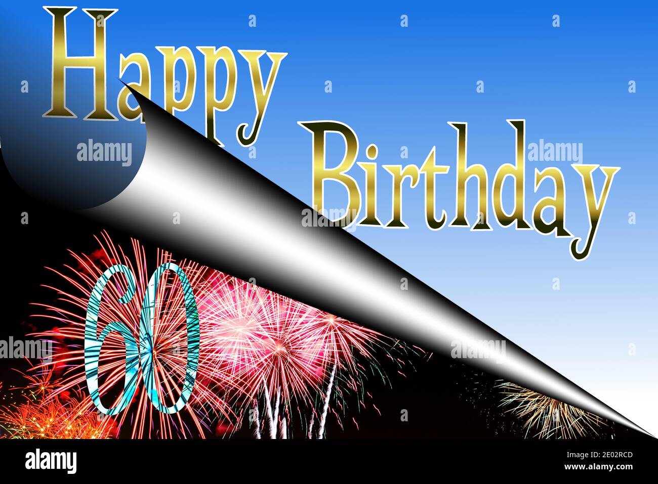 Feux d'artifice et joyeux 60ème anniversaire Banque D'Images