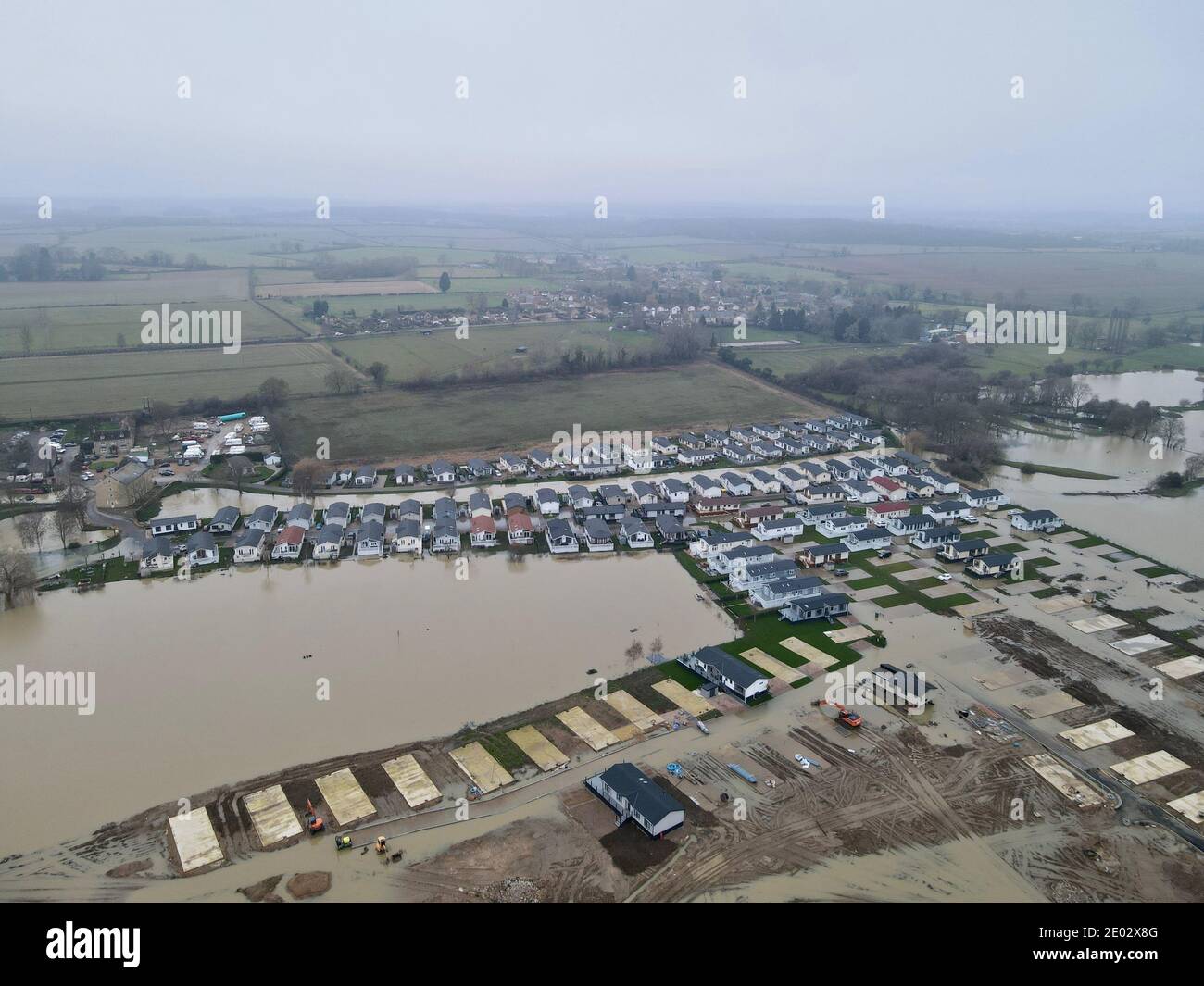 Les villages autour de Peterborough ont été inondés en raison de l'éclatement des banques à la La rivière Nene et les fortes précipitations causées par Storm Bella Banque D'Images