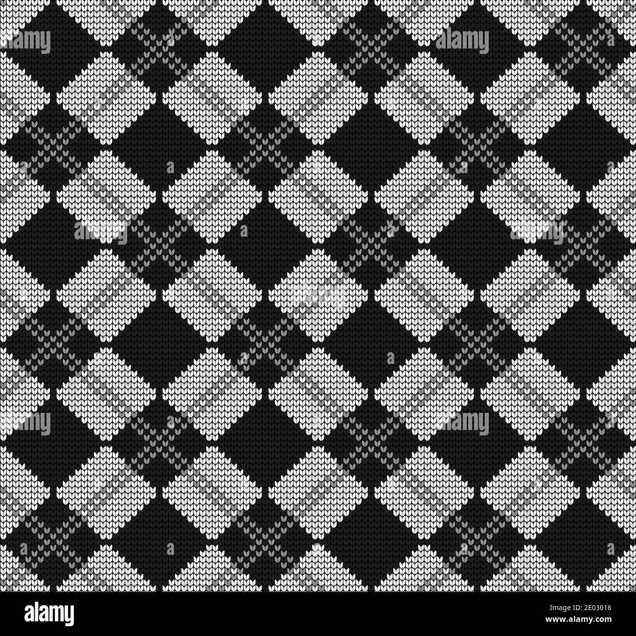Maille noire et blanche à motif géométrique vectoriel sans couture Illustration de Vecteur