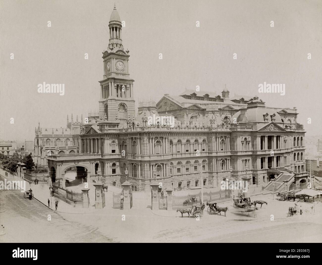 Hôtel de ville, Sydney, Nouvelle-Galles du Sud, Australie, photographie vintage c.1890. Banque D'Images