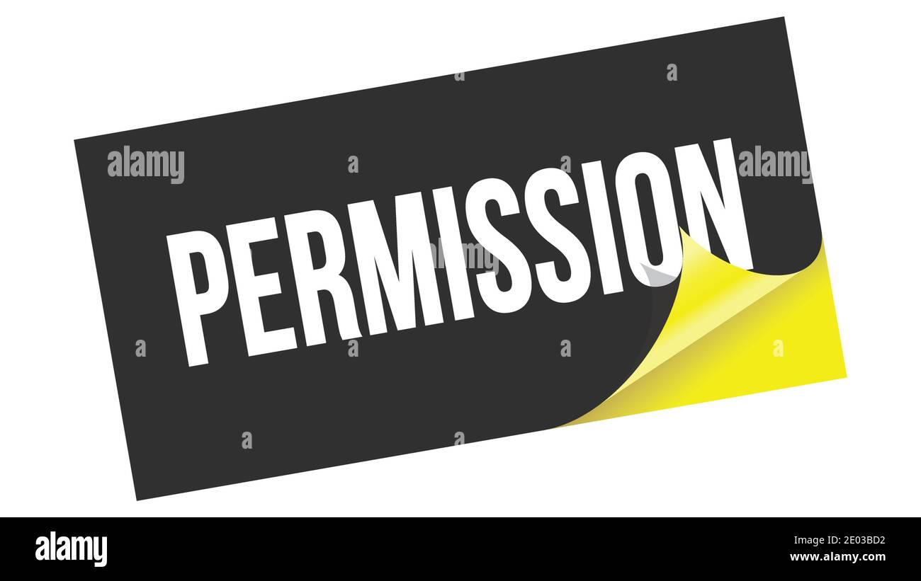 Texte D'AUTORISATION inscrit sur un autocollant jaune noir. Banque D'Images