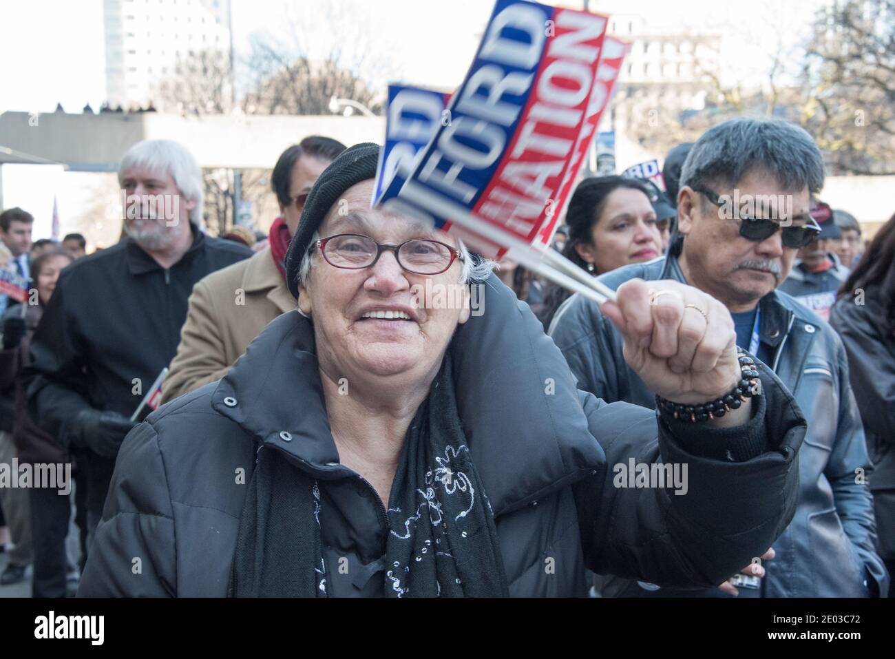Grand public participant aux funérailles de Rob Ford, Toronto, Canada-mars 2016 Banque D'Images