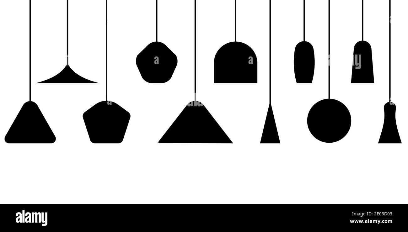placez différentes lampes et abat-jour isolés sur un fond blanc. Vue avant de divers luminaires et luminaires, illustration vectorielle Illustration de Vecteur