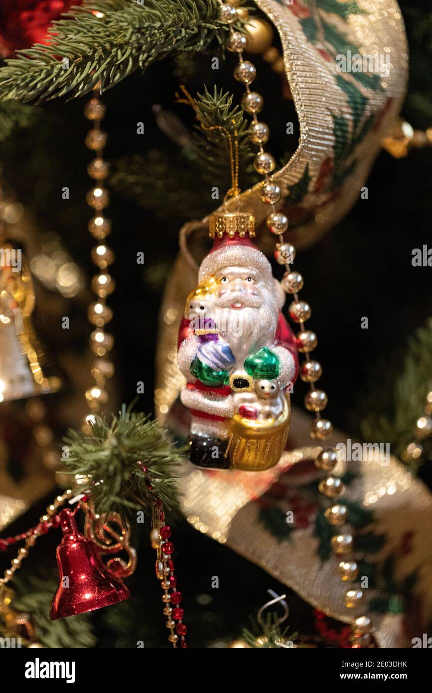 Décoration en verre de Noël du Père Noël Banque D'Images