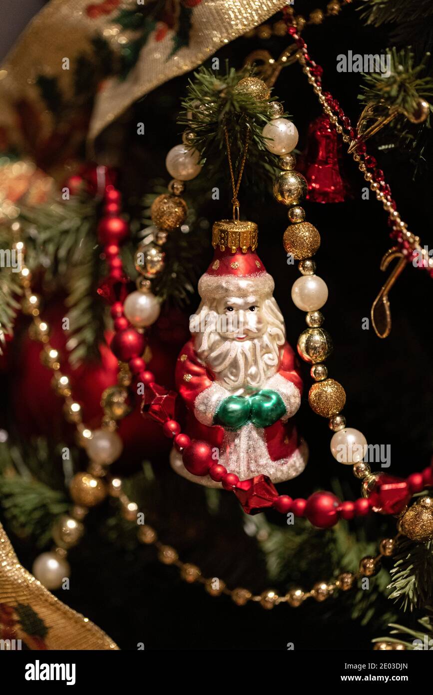 Décoration en verre de Noël du Père Noël Banque D'Images