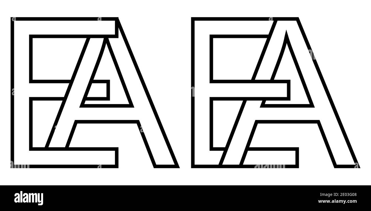 Logo ae et symbole d'icône ea deux lettres entrelacées A E, logo vectoriel ae ea premières lettres majuscules motif alphabet a e Illustration de Vecteur