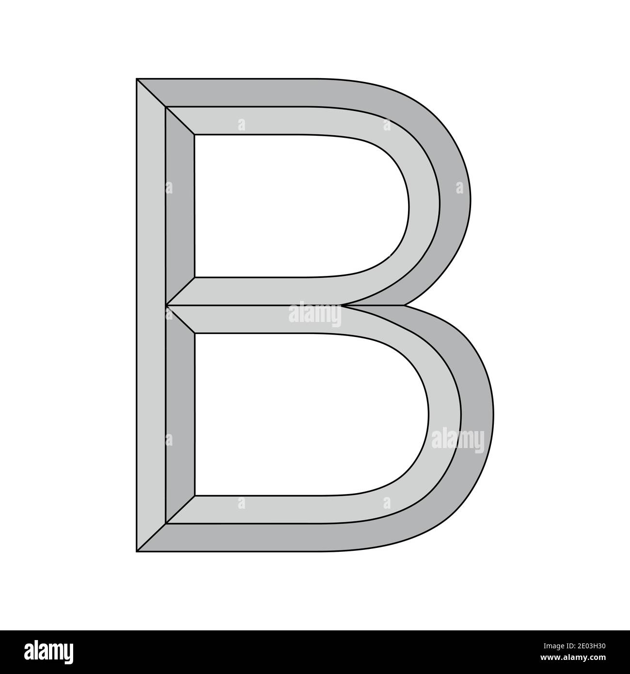 Logo lettre en trois dimensions B, vecteur majuscule deuxième lettre alphabet b symbole confidentialité et origine Illustration de Vecteur