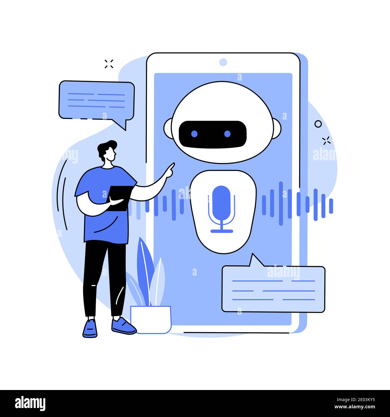 Illustration du vecteur de concept abstrait de l'assistant virtuel à commande vocale Chatbot. Illustration de Vecteur