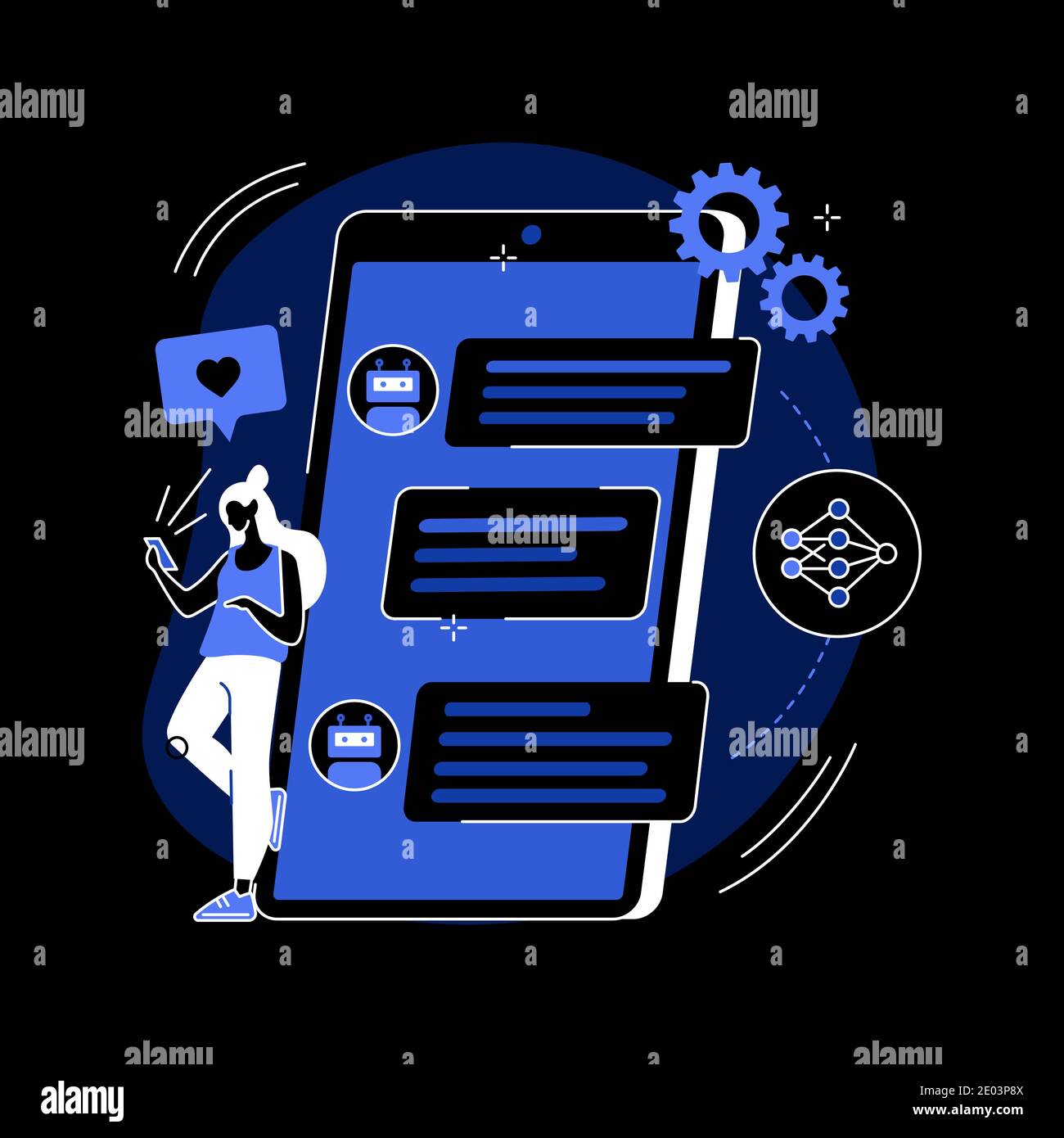 Illustration vectorielle de concept abstrait d'auto-apprentissage de Chatbot. Illustration de Vecteur