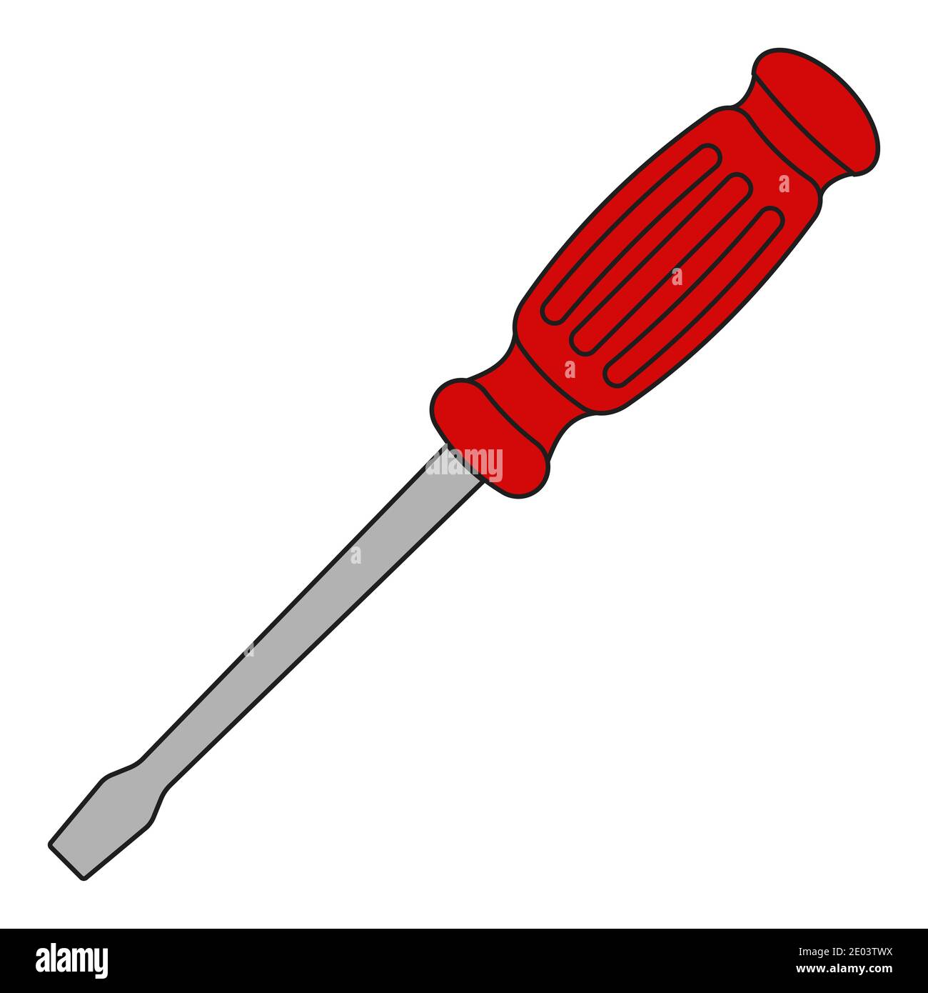 Icon, tournevis plat à fente, tournevis à fente pour dessin animé vectoriel pour dévisser les vis, outil à main concept Illustration de Vecteur