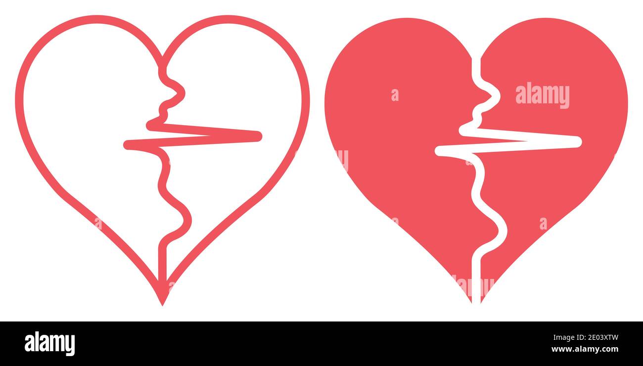 deux moitiés du cœur séparées par le signe d'impulsion, le symbole de coeur d'impulsion vecteur de la santé et le sport concept de mode de vie sain Illustration de Vecteur