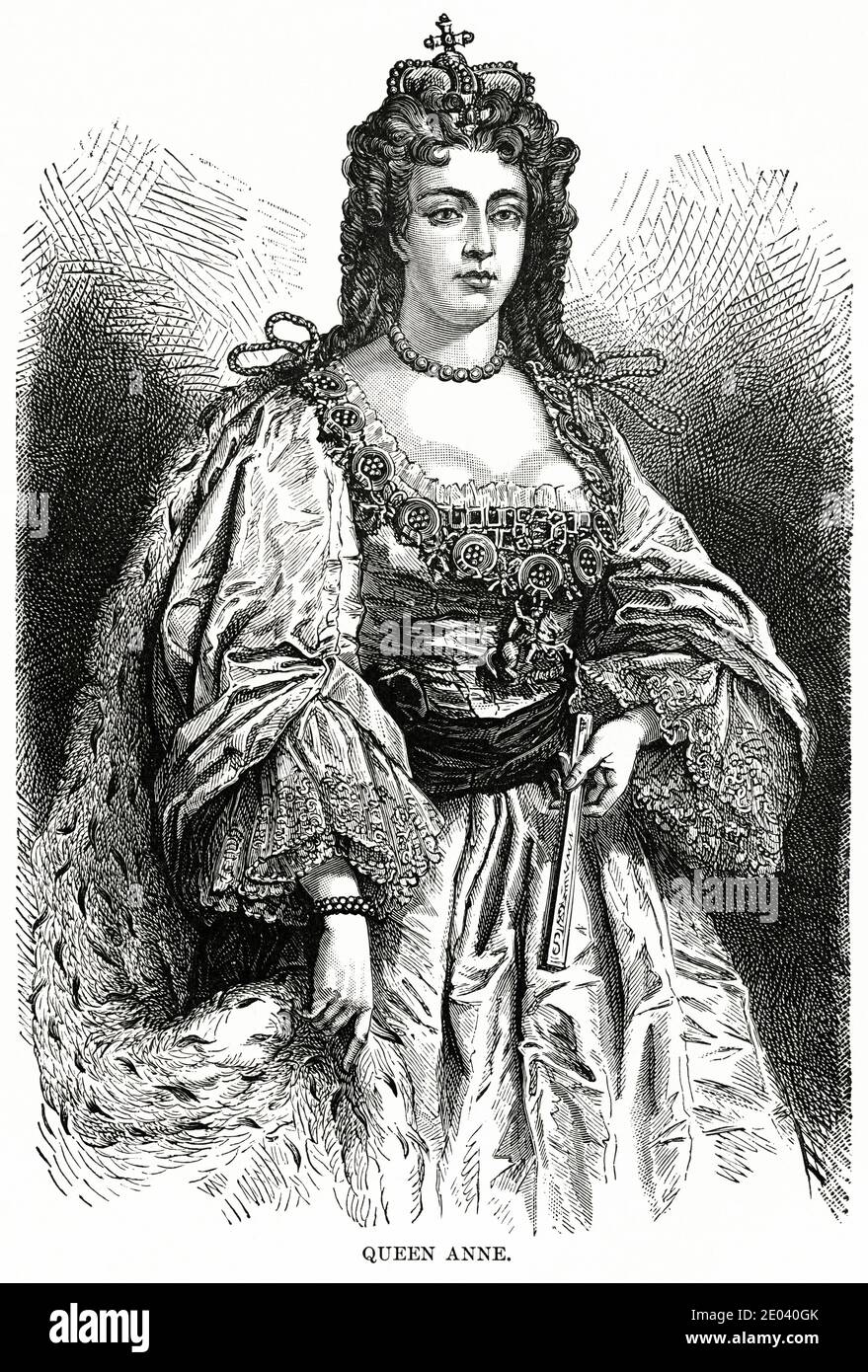 Queen Anne, Illustration, Ridpath's History of the World, Volume III, par John Clark Ridpath, LL. D., Merrill & Baker Publishers, New York, 1897 Banque D'Images