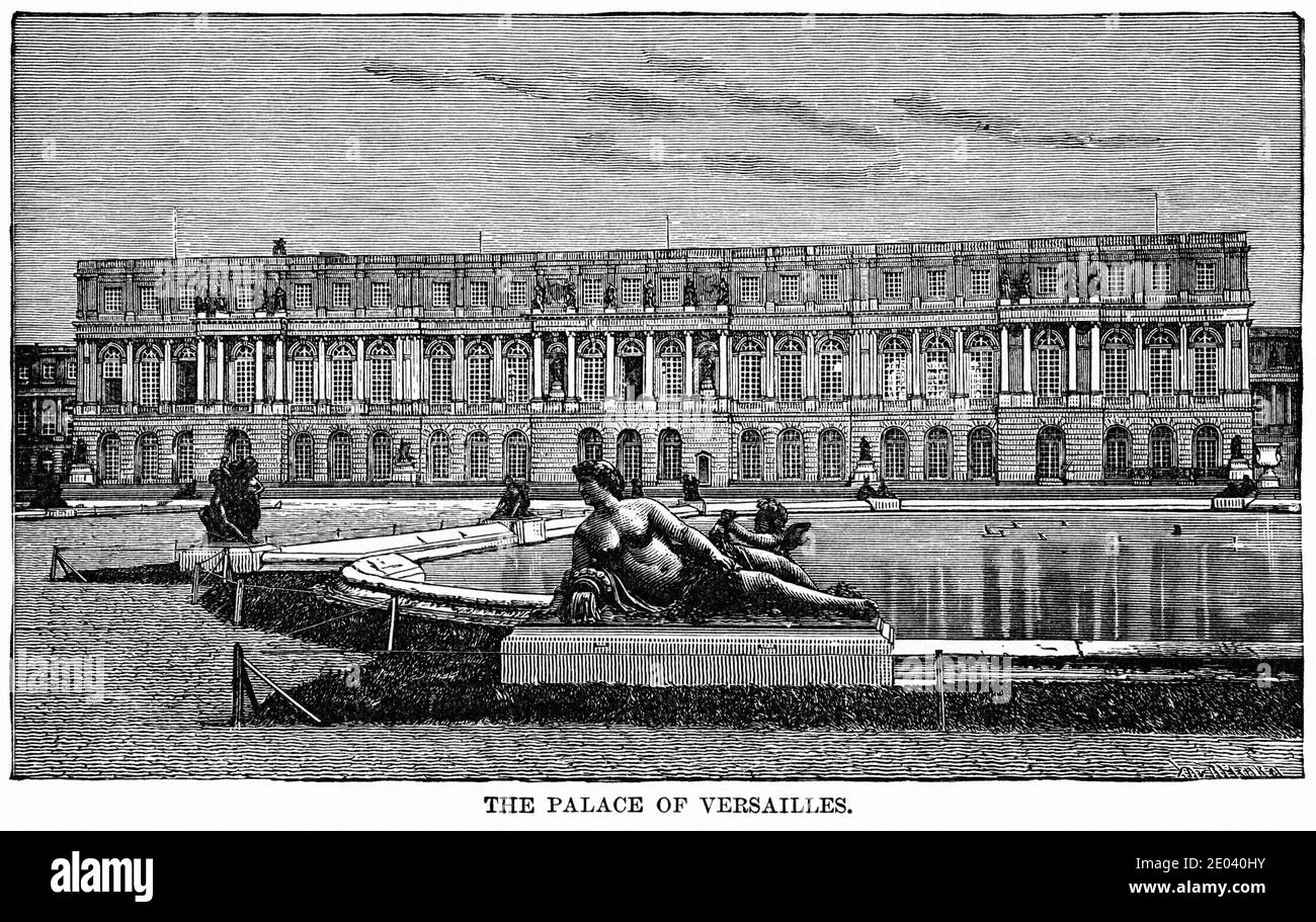 Le château de Versailles, Illustration, Histoire du monde de Ridpath, Volume III, par John Clark Ridpath, LL. D., Merrill & Baker Publishers, New York, 1897 Banque D'Images