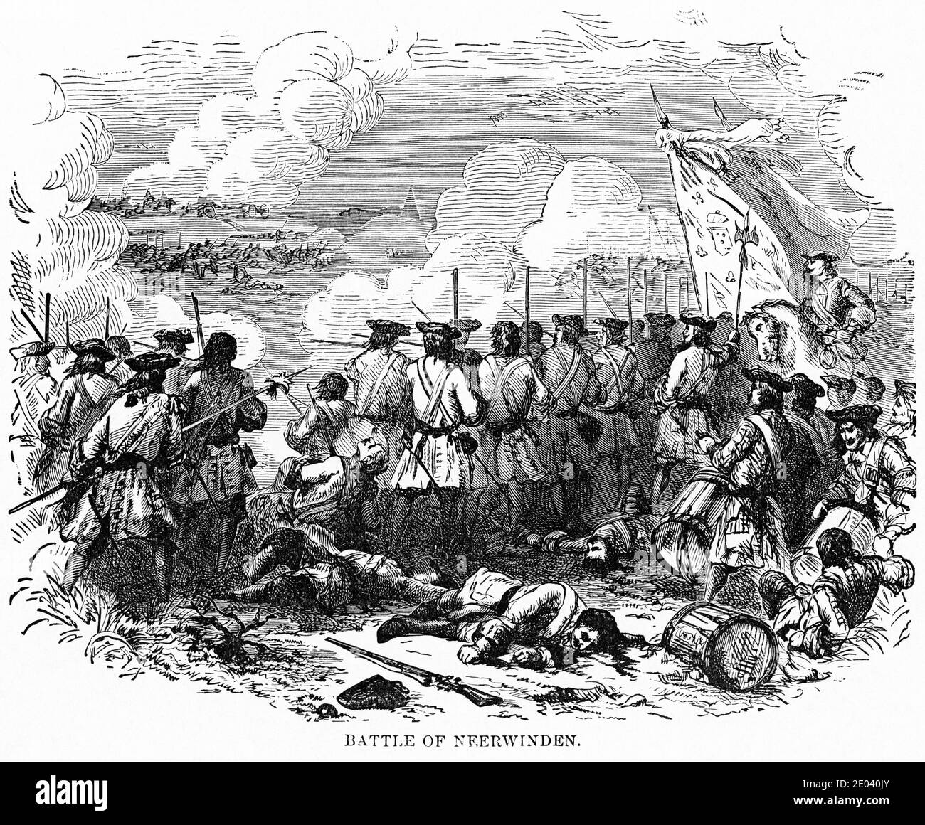 Bataille de Neerwinden, Illustration, Histoire du monde de Ridpath, Volume III, par John Clark Ridpath, LL. D., Merrill & Baker Publishers, New York, 1897 Banque D'Images