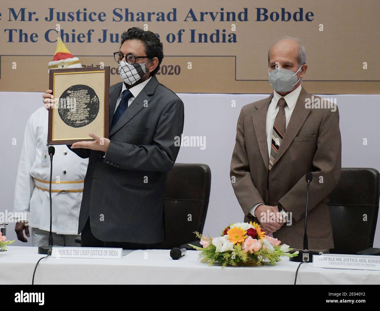 Le juge en chef de l'Inde, Sharad Arvind Bobde, est à la haute Cour de Tripura, lors de l'inauguration d'eSewa Kendra. Agartala, Tripura, Inde. Banque D'Images